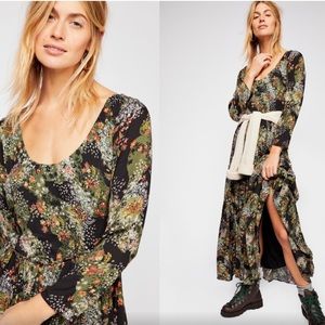 Free People Women's Black and Green Dress